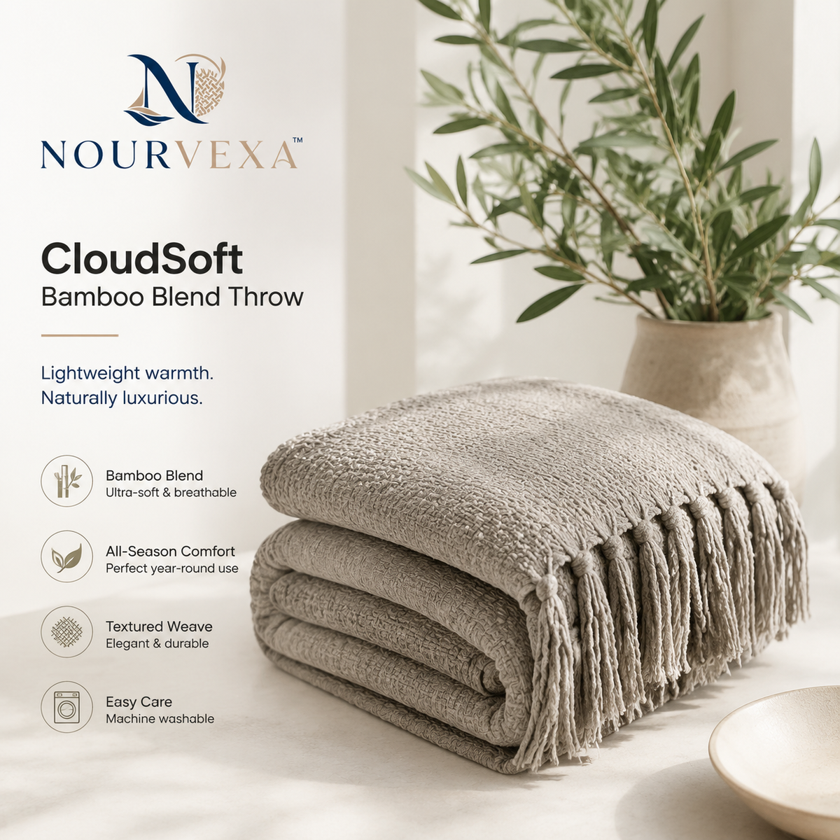 Nourvexa™ CloudSoft Bamboo Blend Throw