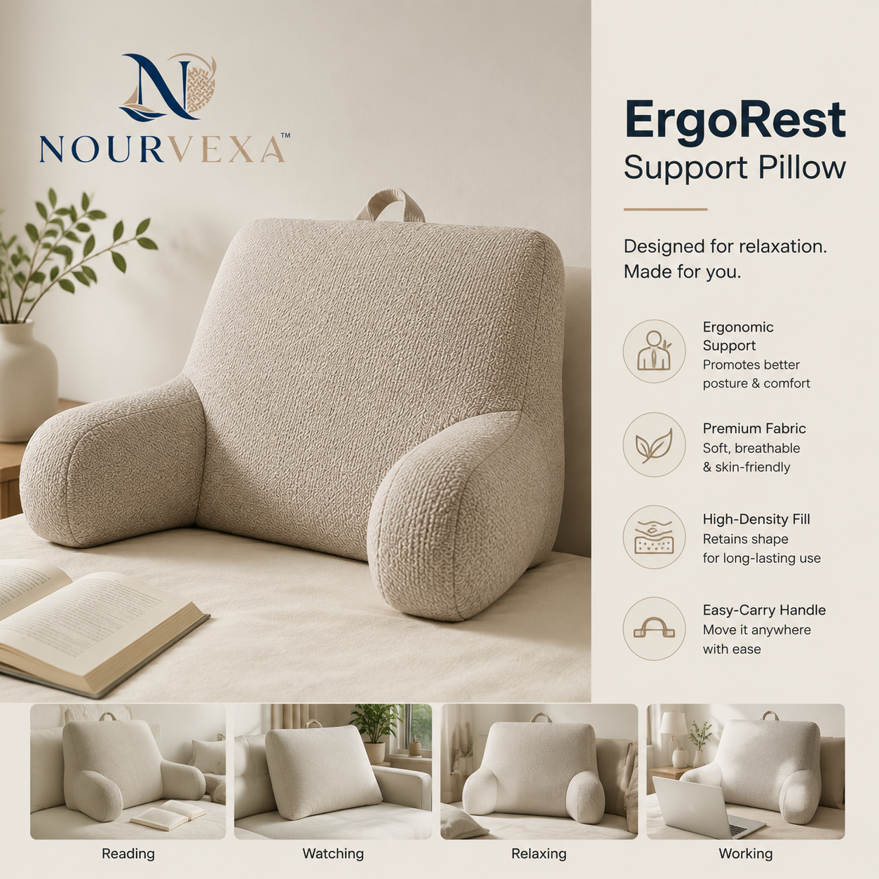 Nourvexa™ ErgoRest Lumbar Support Pillow