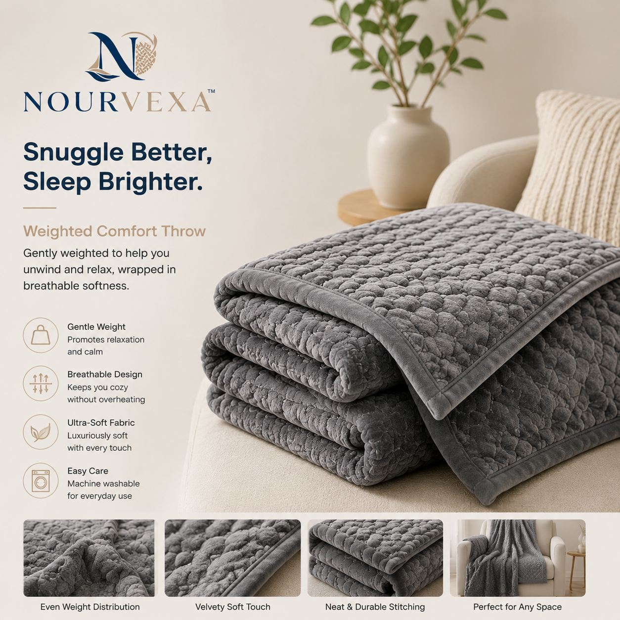 Nourvexa™ SerenityWeight Cozy Comfort Throw