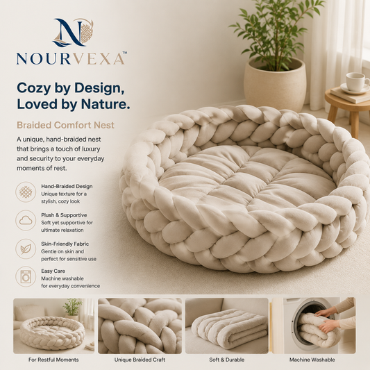 Nourvexa™ CozyNest Hand-Braided Comfort Bed