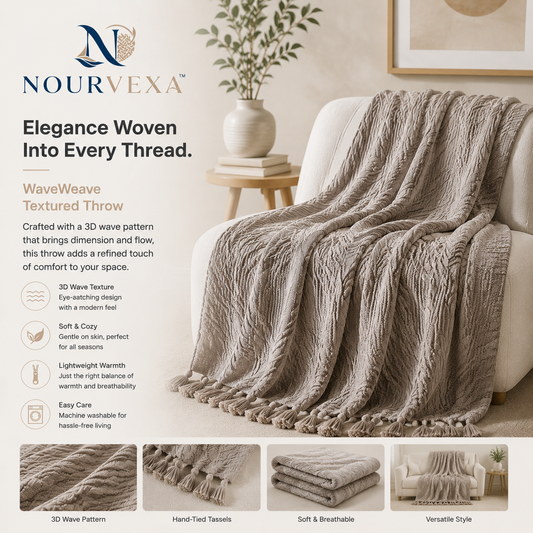 Nourvexa™ WaveWeave Signature Textured Throw