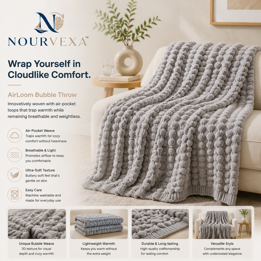 Nourvexa™ AirLoom BubbleWeave Comfort Throw